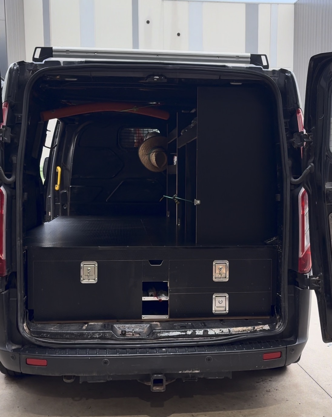 Custom tradie van storage setup
